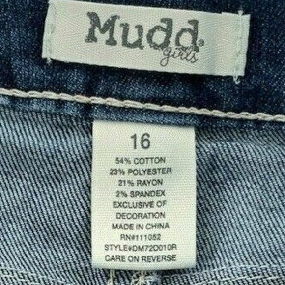 Mudd Girls Stretch Embroidered Patch Cutoff Hem Denim Distressed Shorts Size 16 - Picture 9 of 9